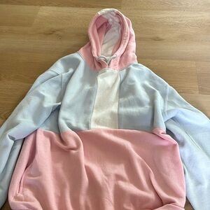Pink, Blue, White Retro Hoodie